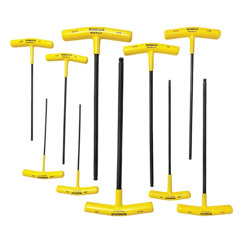 Bondhus 13138 Set of 10 Balldriver and Hex T-handles, sizes 3/32-3/8-Inch - Image 1